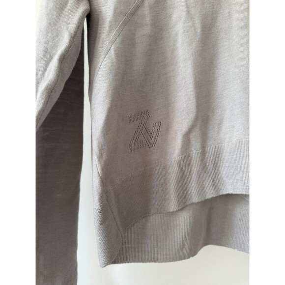 Zadig & Voltaire Womens XS Gray 100% Merino Wool Happy Army Strass Soft Sweater - Picture 5 of 11